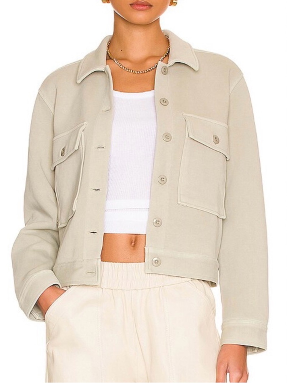 RAILS OFF-WHITE KNIT BUTTON FRONT JACKET STEFFI HEATHER STONE SZ LARGE